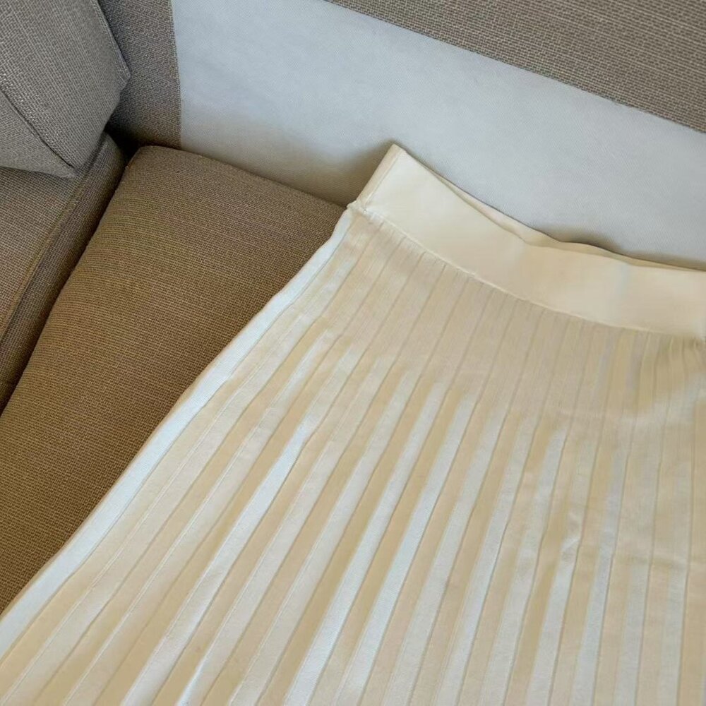 BEST Sezane Leonine Knit Midi Skirt Small Ecru Ivory Off White French Stretchy - Picture 11 of 11